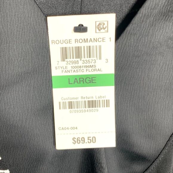 Alfani Womens Blouse Top Faux Wrap Floral Print Long Sleeves Black White Pink L - Picture 13 of 15